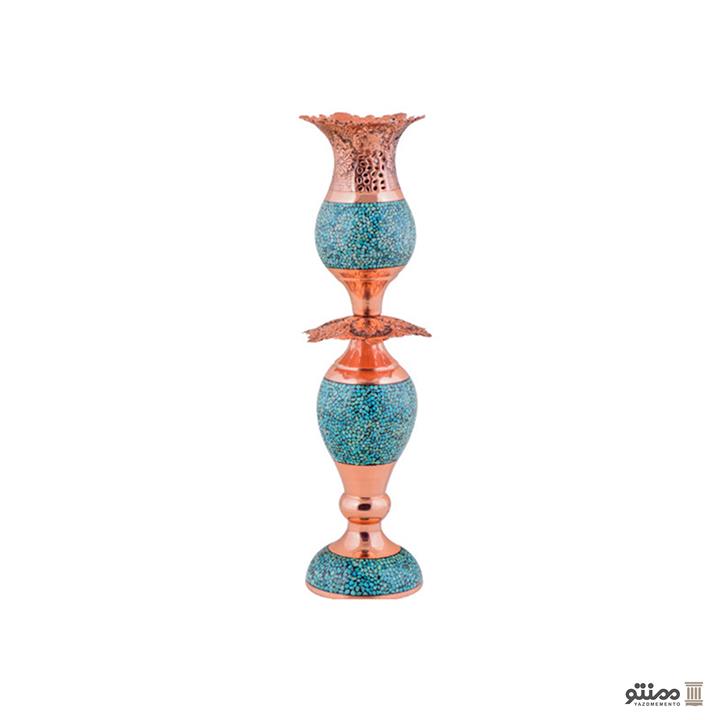 شمعدان فیروزه کوبی آقاجانی مدل لاله سایز بزرگ